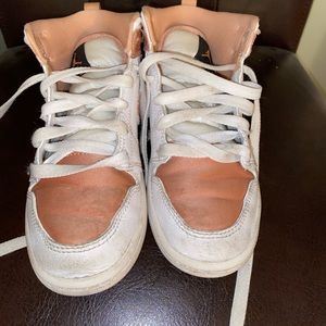 Girls rose gold Air Jordan high tops, size 12.5